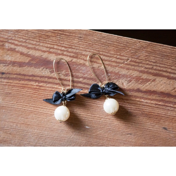 Target Jewelry - Pearl & Bow Drop Earrings